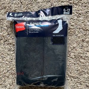 Hanes Men’s Black Crew Socks NIP Sz 6-12